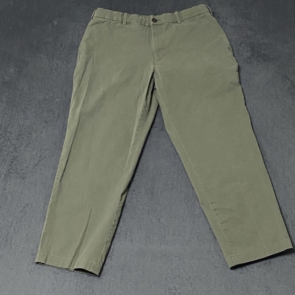 Uniqlo Pants Mens L 33 Green Smart Ankle Chino Cotton Stretch Slim Fit Tapered